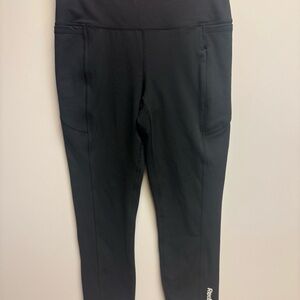 Women’s black and orange with side pocket‎ stretch leggings